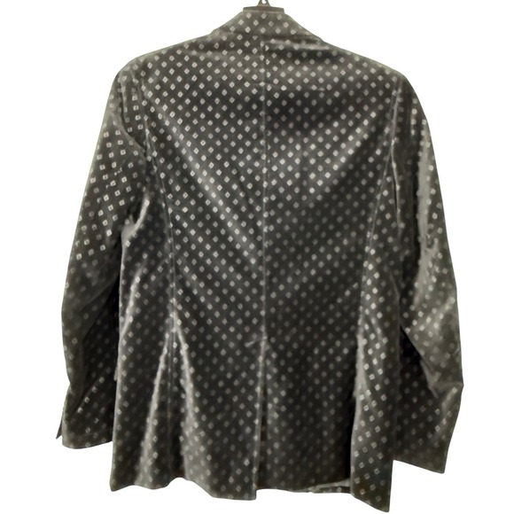 Marc Ecko Cut & Sew Mens Black Velvet Geometric Diamond Blazer Jacket Size M - Picture 4 of 11